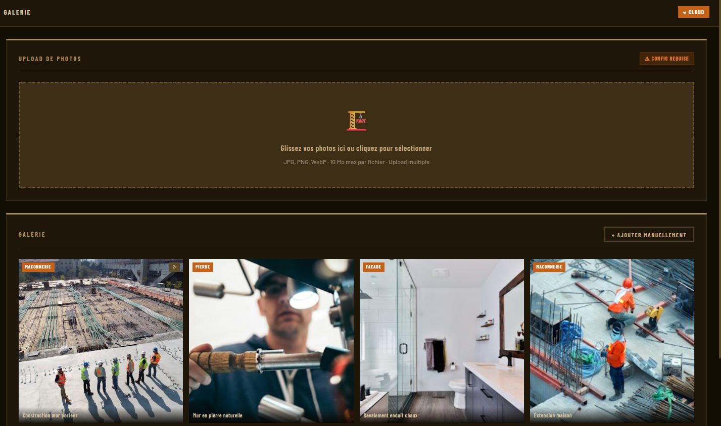 Galerie drag & drop dans l'admin